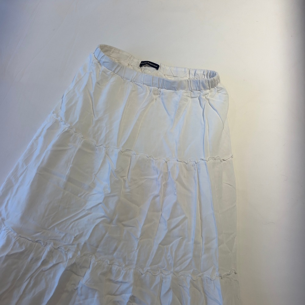 Brandy Melville White Tiered Maxi Skirt Elastic Waist Boho Cottagecore Flowy